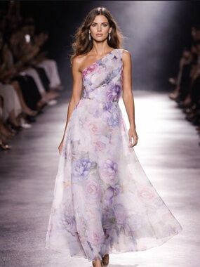 ❤️ NWT Adrianna Papell One Shoulder Floral Dress - Multicolor